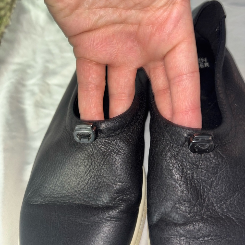 Eileen Fisher Sydney Slip On Washed Black Leather Sneakers Size 7 - Picture 6 of 6